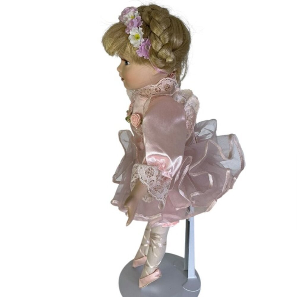 Vintage Ballerina Dancer Porcelain Doll 1990 Pink Satin Tutu Blonde Hair 14” - Picture 4 of 15